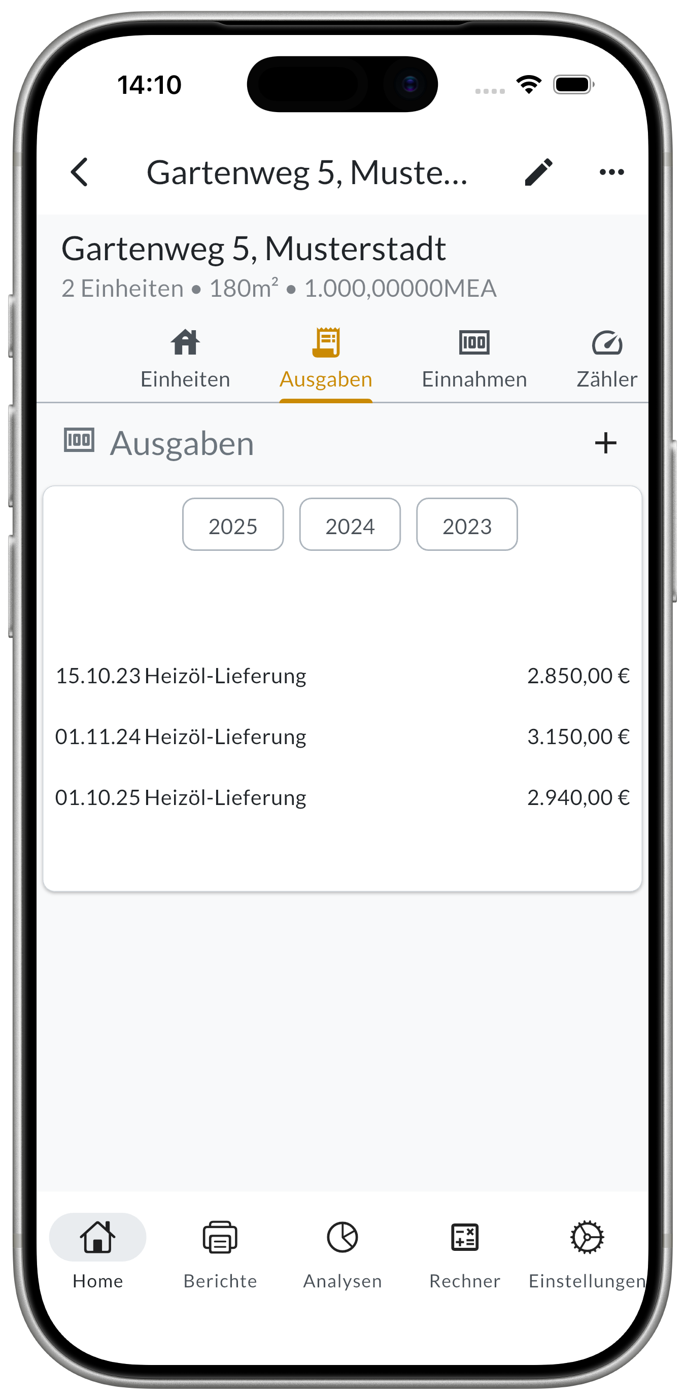 Screenshot 2: Finanzübersicht